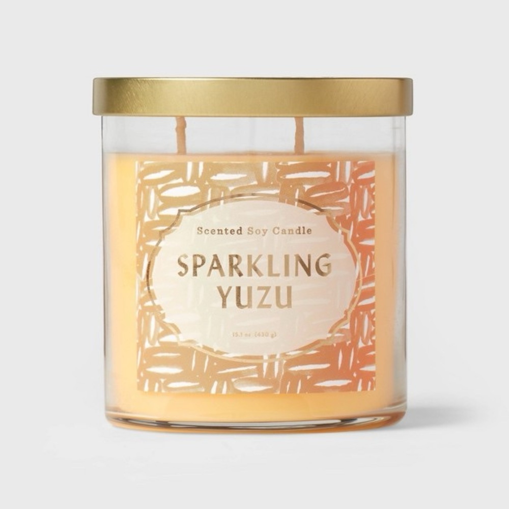 OPALHOUSE NWT 2-wick clear glass lidded jar candle -sparkling yuzu -15.1oz